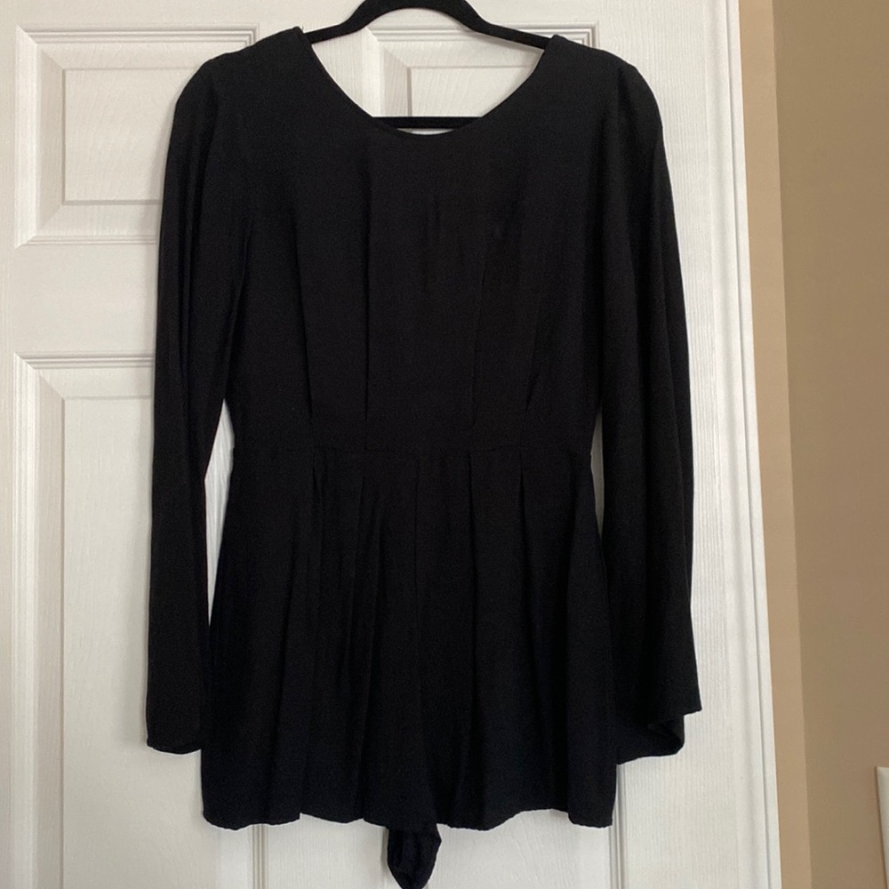 Forever 21 Black Romper with Open Back and Long Sleeves